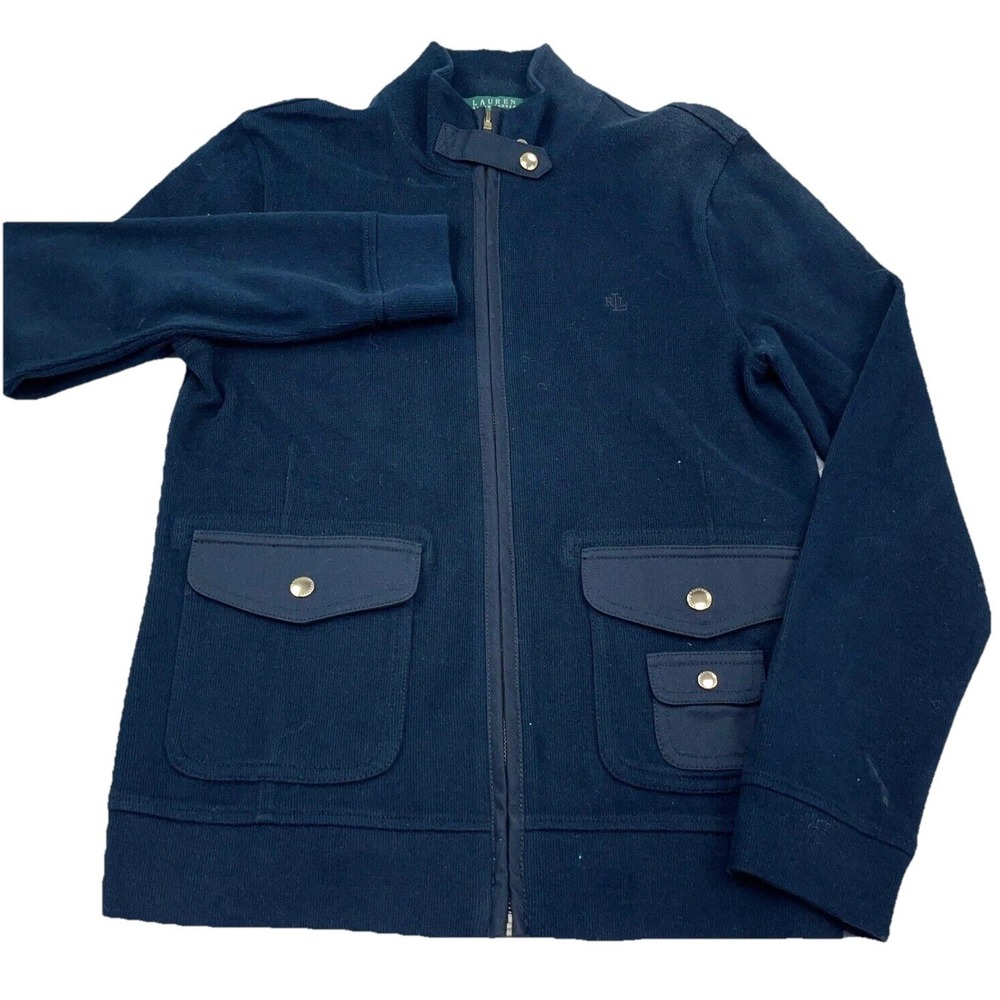 Lauren Ralph Lauren Jacket Women‎ Small Black Sweater Safari Military LRL Ladies